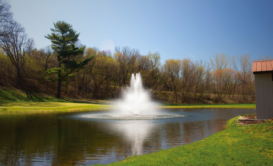 Fountain In A Golf Course Pond
